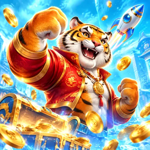 Tela do Fortune Tiger com a grade de três colunas e símbolos dourados sobre fundo vermelho
